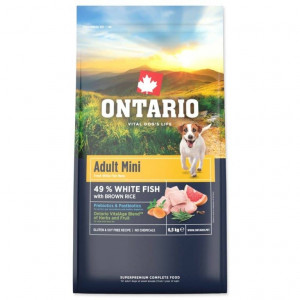 ONTARIO DOG ADULT MINI FISH & RICE suņu barība 6.5kg